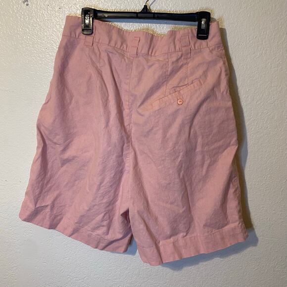 Vintage Venezia Pink High Rise Long Shorts Ramie Cotton Belt New W/ Defect Sz 18 - Picture 6 of 7